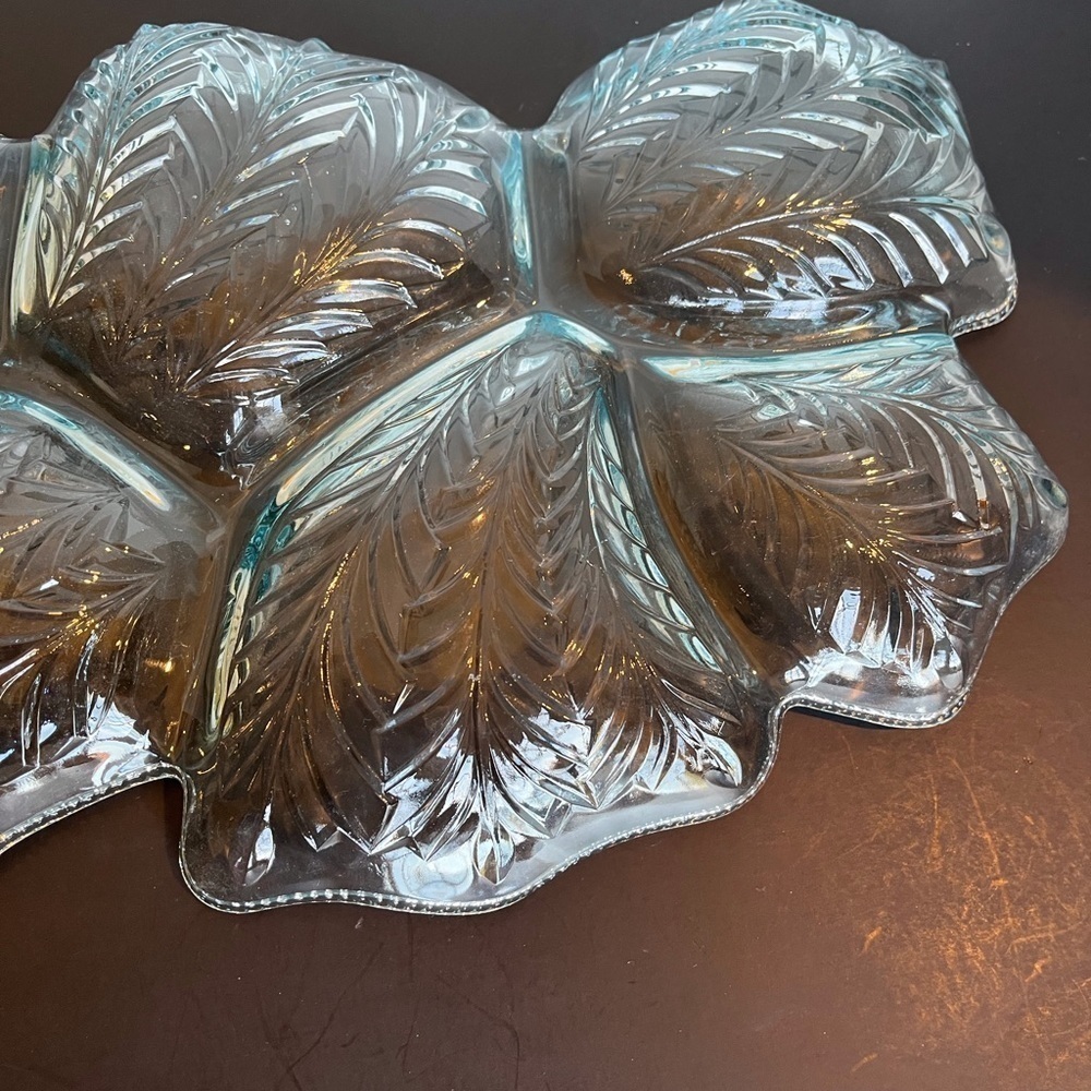 Vintage Jeanette Blue Glass Divided Dish - 1950s - Picture 7 of 10